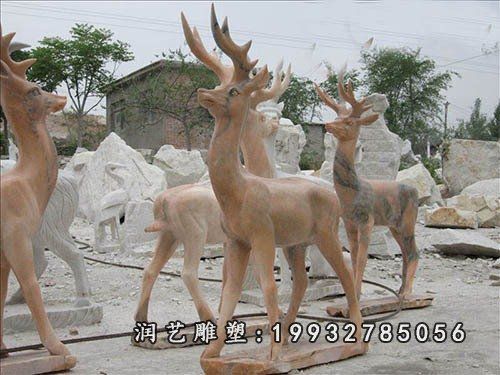 庭院动物鹿石雕