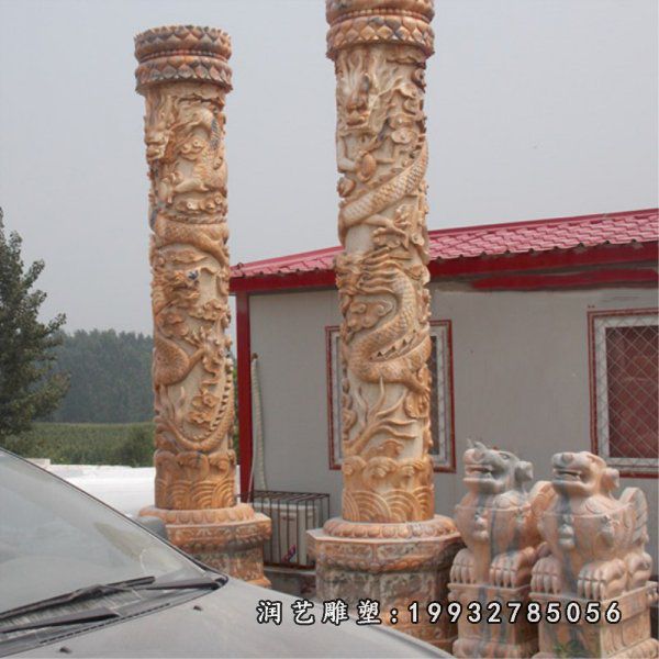 公司景观龙柱石雕