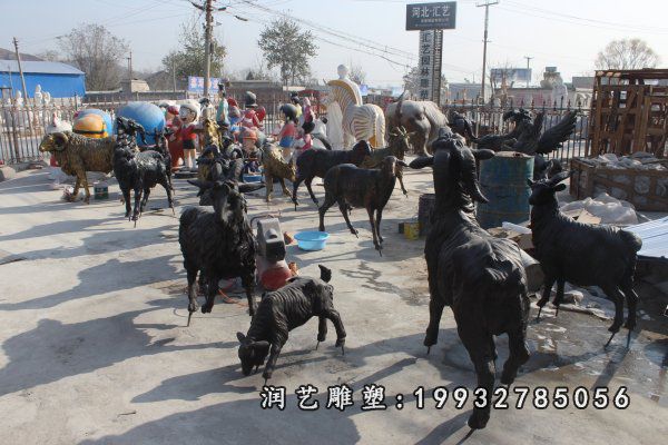 园林动物羊铜雕