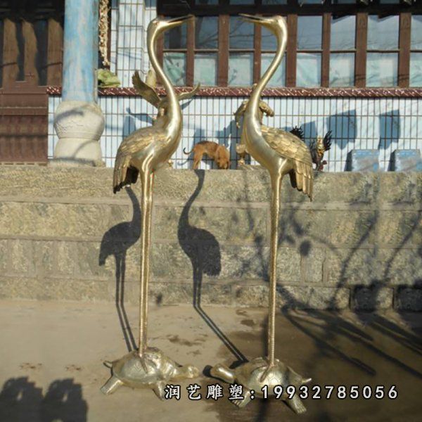 企业动物仙鹤铜雕