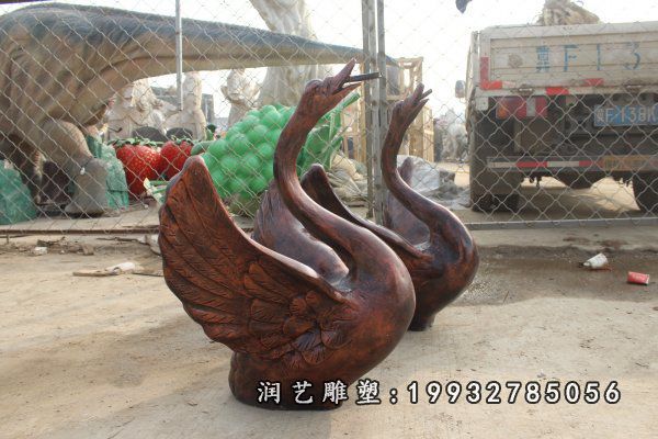 景区动物天鹅铜雕