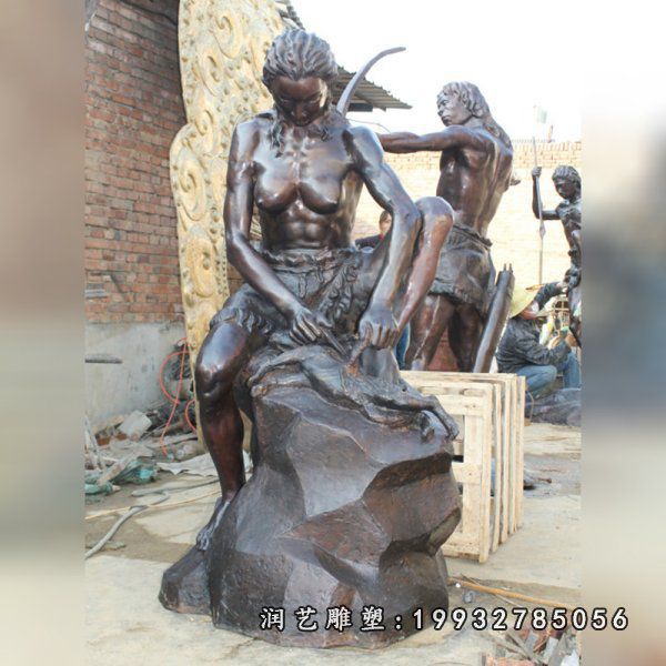 校园原始人物铜雕