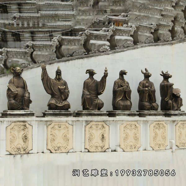 广场动物十二生肖铜雕