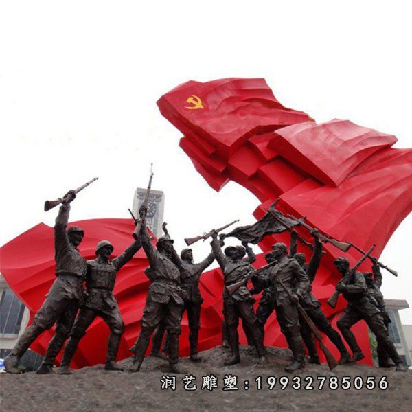 园林人物红军铜雕