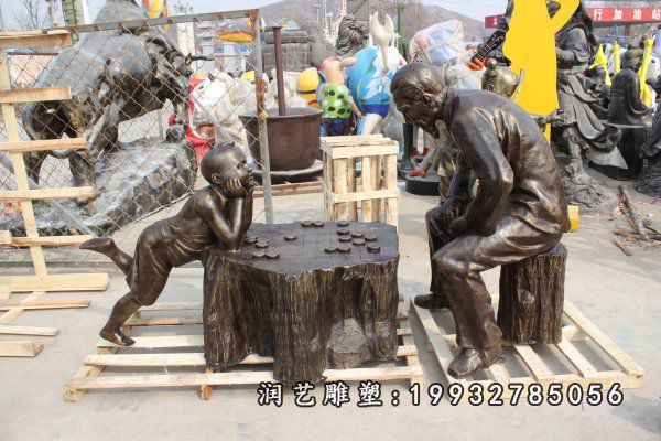 庭院下棋人物铜雕