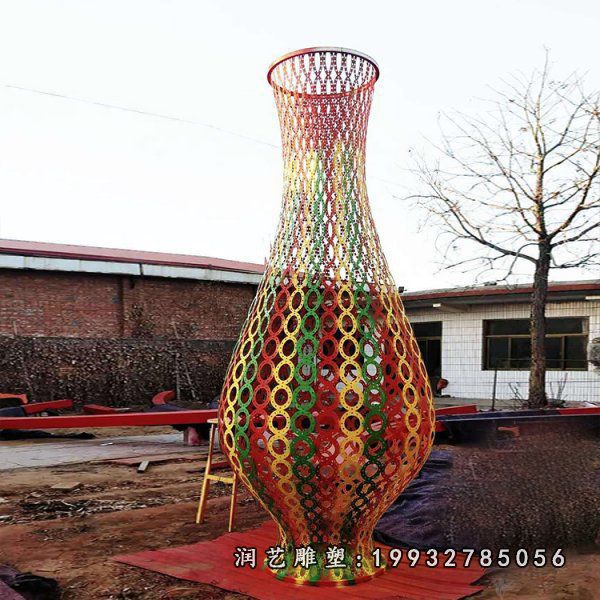 庭院不锈钢花瓶景观雕塑