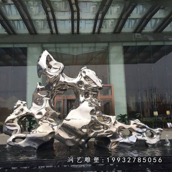 酒店不锈钢太湖石雕塑