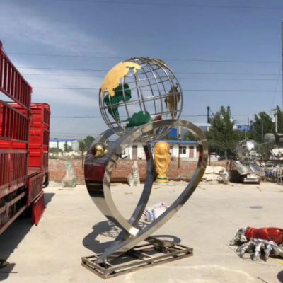 校园不锈钢地球仪雕塑