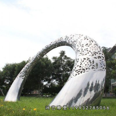 草坪不锈钢拱门景观雕塑