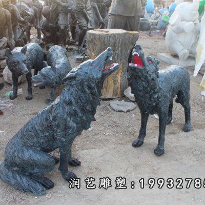玻璃钢公园狼动物雕塑