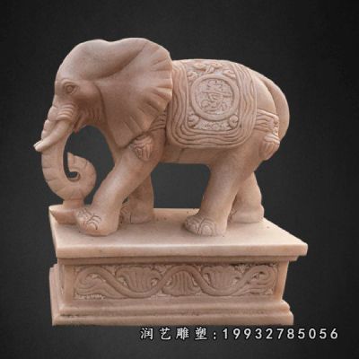 晚霞红大象石雕