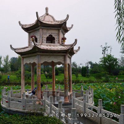 大理石双层凉亭雕塑