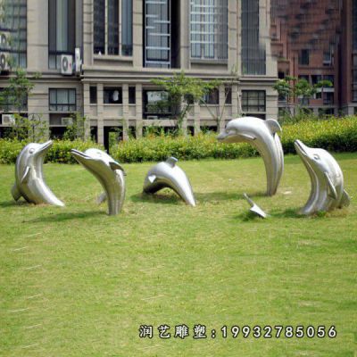 不锈钢抽象海豚雕塑