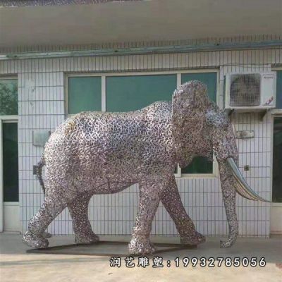 不锈钢镂空大象雕塑