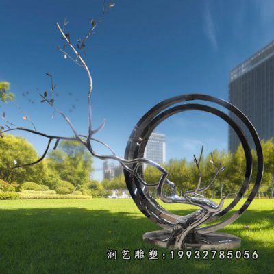 户外不锈钢圆环景观雕塑
