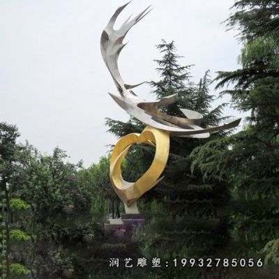 抽象不锈钢大雁雕塑