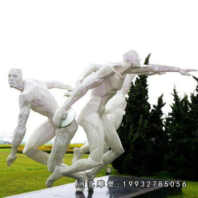 草坪不锈钢运动雕塑