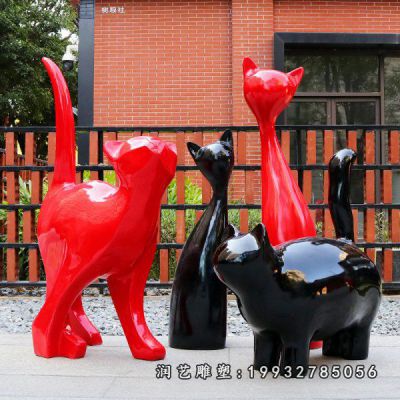 街道玻璃钢猫雕塑