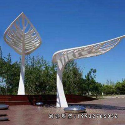 不锈钢树叶雕塑