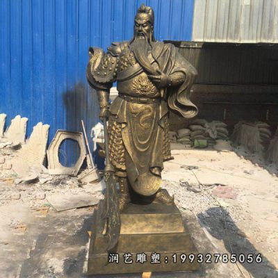 铜雕持刀关公雕塑