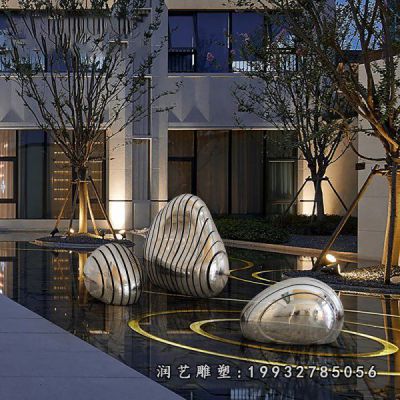 小区不锈钢石头雕塑