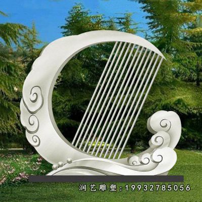 公园不锈钢竖琴雕塑