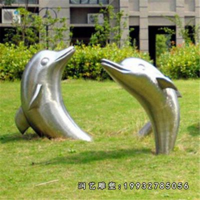 草坪不锈钢海豚雕塑
