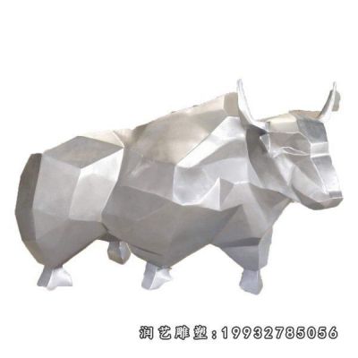 抽象不锈钢牛雕塑