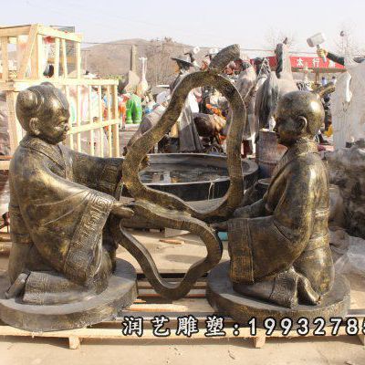 公园铜雕孔融让梨人物雕塑