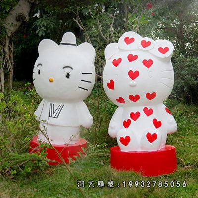 公园玻璃钢kt猫雕塑