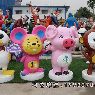 玻璃钢广场十二生肖雕塑