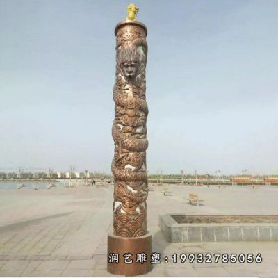 龙柱铜雕广场雕塑