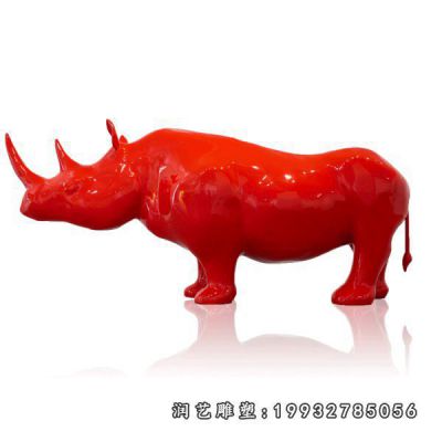 玻璃钢抽象犀牛动物雕塑
