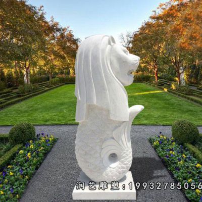 汉白玉鱼尾狮石雕