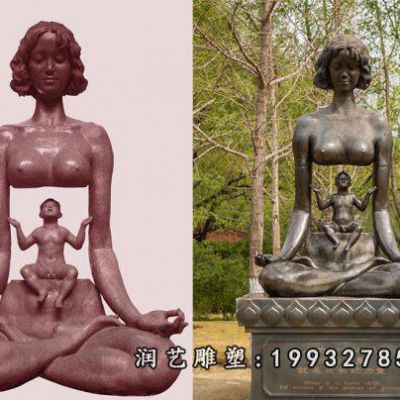 铜雕母子人物公园雕塑