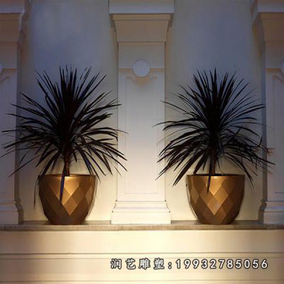 酒店不锈钢花盆雕塑