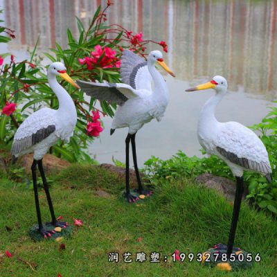 玻璃钢小区白鹭动物雕塑