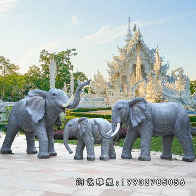 玻璃钢街道大象动物雕塑