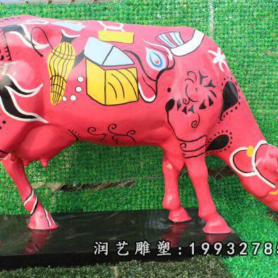 玻璃钢彩绘动物牛雕塑