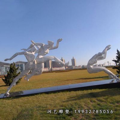 不锈钢校园跳远雕塑