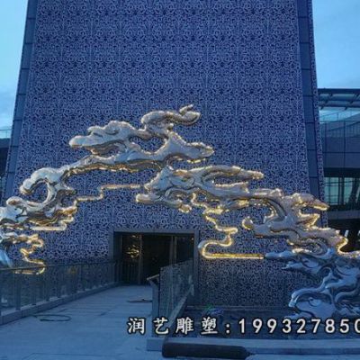 广场不锈钢祥云景观雕塑