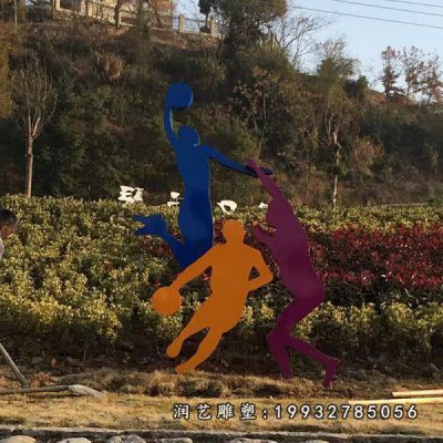 草坪不锈钢打篮球雕塑