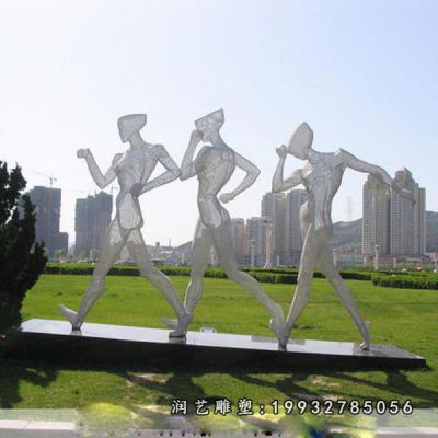 公园不锈钢竞走雕塑