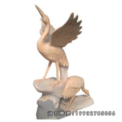 晚霞红仙鹤公园石雕