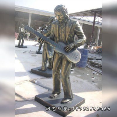 公园演奏人物铜雕雕塑