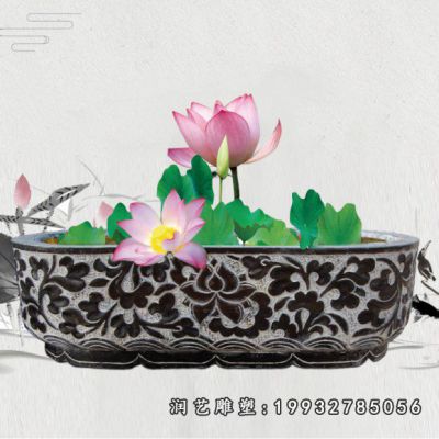 大理石庭院鱼缸雕塑