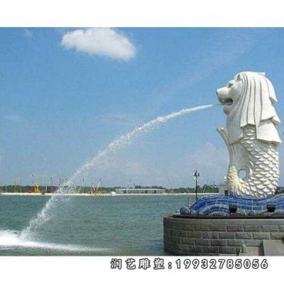 鱼尾狮大理石园林雕塑