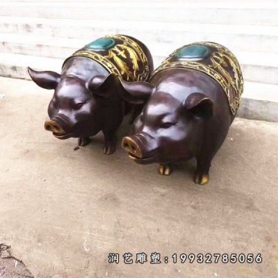 公园铜雕动物猪雕塑