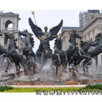 公园铜雕阿波罗战车雕塑