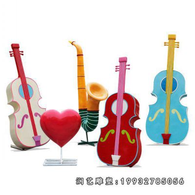 广场玻璃钢大提琴雕塑